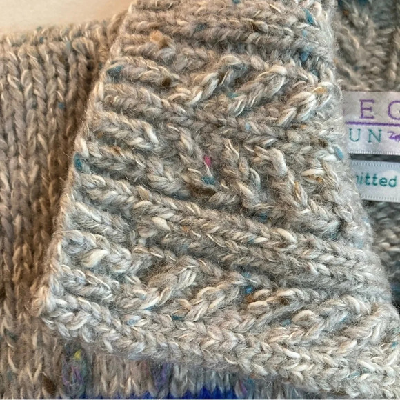 SEGRETS SUN PRINTS Sz L Wool Cotton Blend Hand Knitted Drop Shoulder Cardigan - Picture 7 of 13